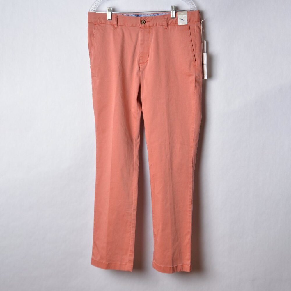 Tommy Bahama NWT Pants Boracay Solid Flat Front Red Sunset T115496 Mens 33x32
